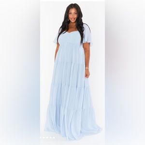 Show Me Your Mumu - Nicole Maxi Dress - Size 1X - Steel Blue Chiffon
